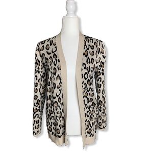 CROFT&BARROW Tan Leopard Print Cardigan SMALL